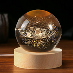 3D Galaxy Crystal Ball Lamp, Solar System Warm Light View With USB Power