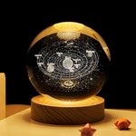 3D Galaxy Crystal Ball Lamp, Solar System Warm Light View With USB Power